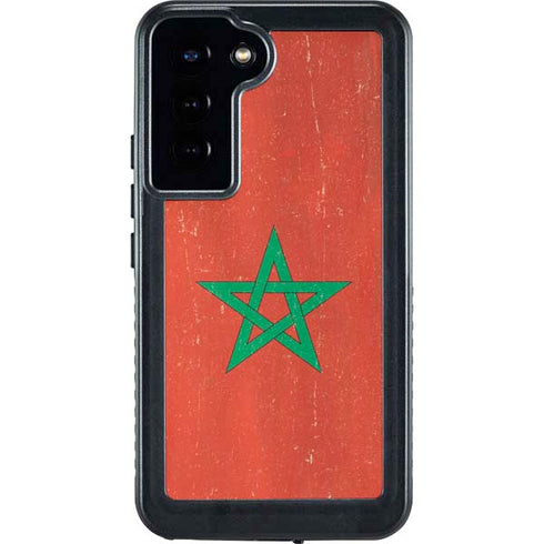 Morocco Flag Distressed Galaxy S23 Plus Waterproof Case